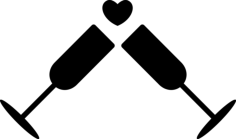 Glasses Brindis With A Heart Sticker Outline Svg File, Free Vectors File